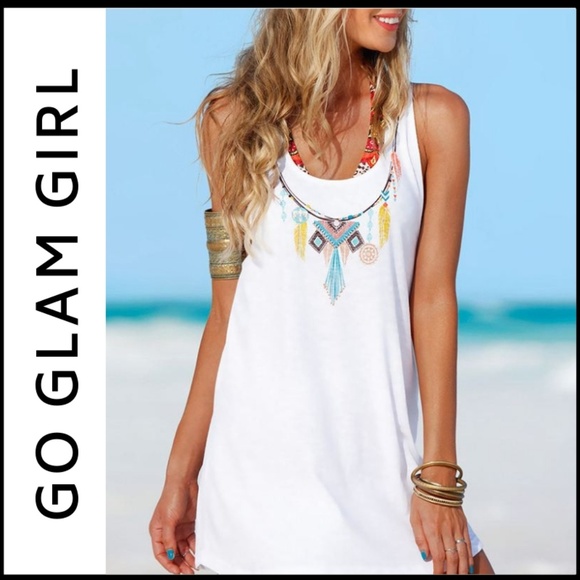 LAST 2! NWT Printed Tribal Racerback Beach Coverup - Picture 1 of 4